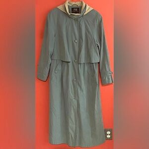 Trench Coat with Hood and Drawstring Waist - Like New
